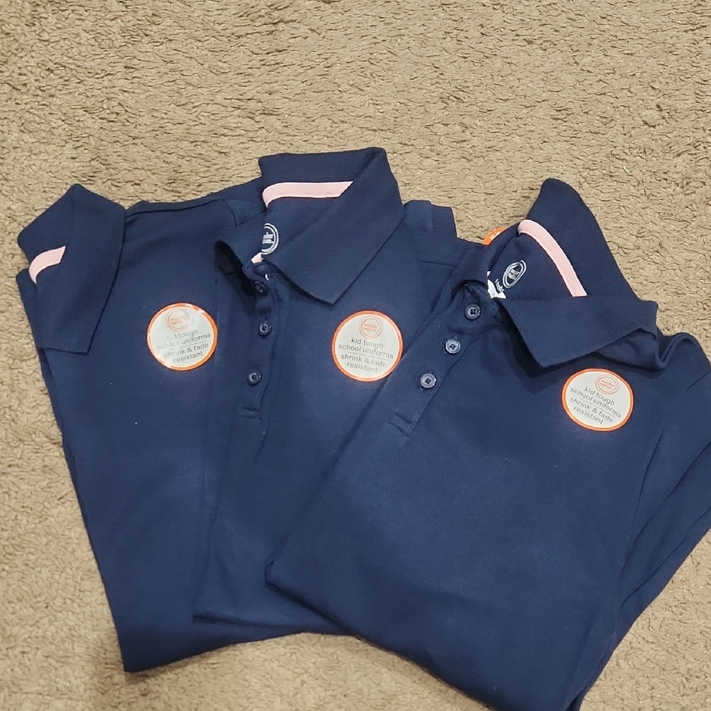 Wonder Nation Navy Polo with Pink Accents